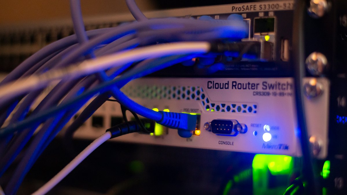 Network cables in a server rack